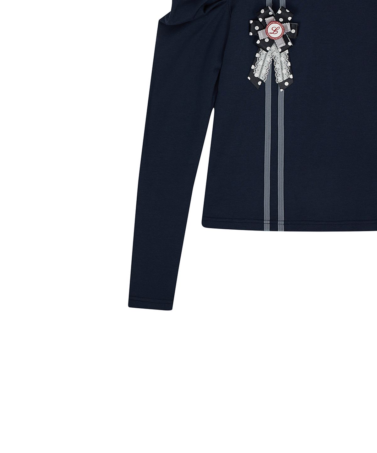 러브이즈트루(LUVISTRUE) EL ROSETTE SHIRRING TEE(NAVY)