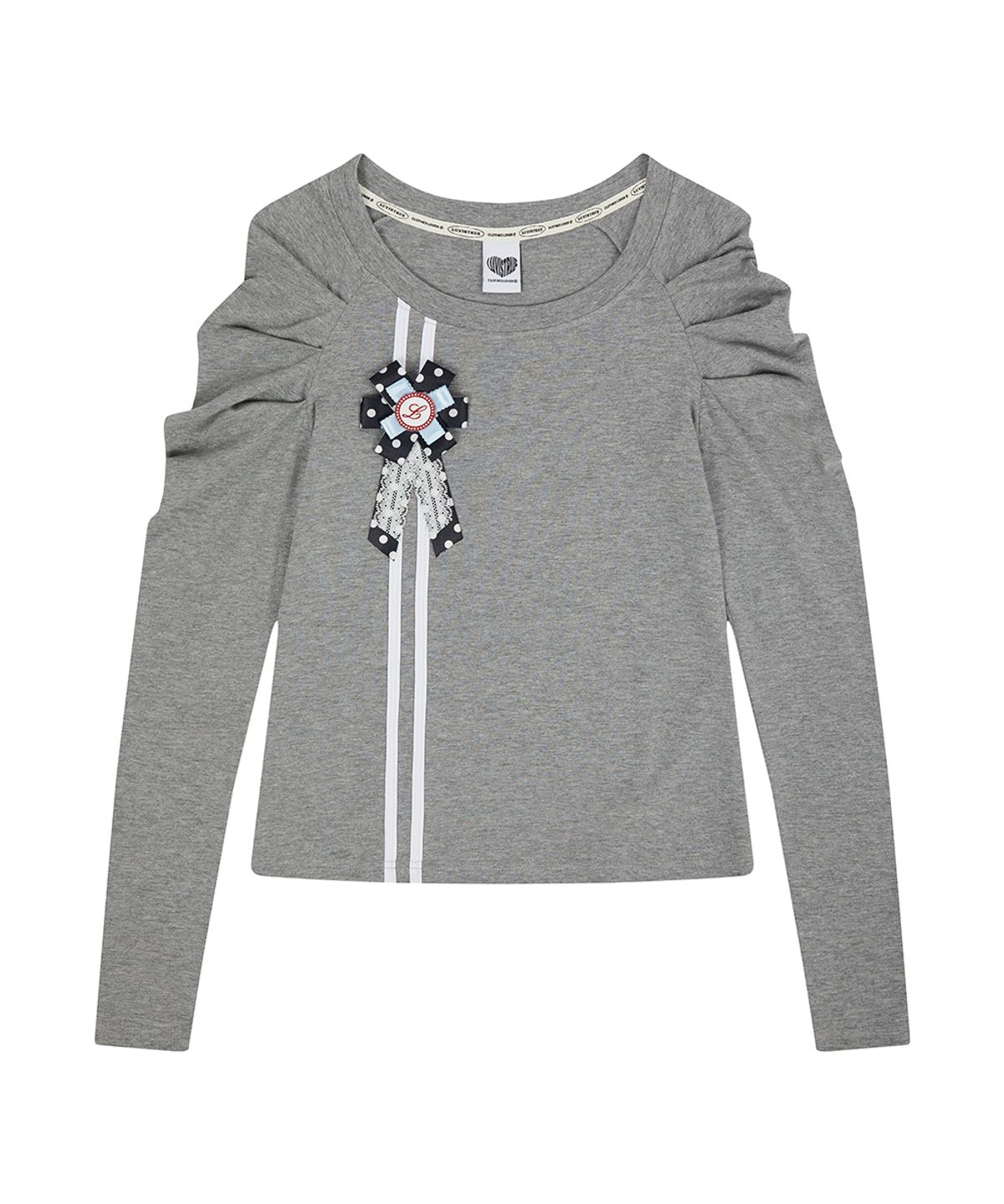 러브이즈트루(LUVISTRUE) EL ROSETTE SHIRRING TEE(GRAY)