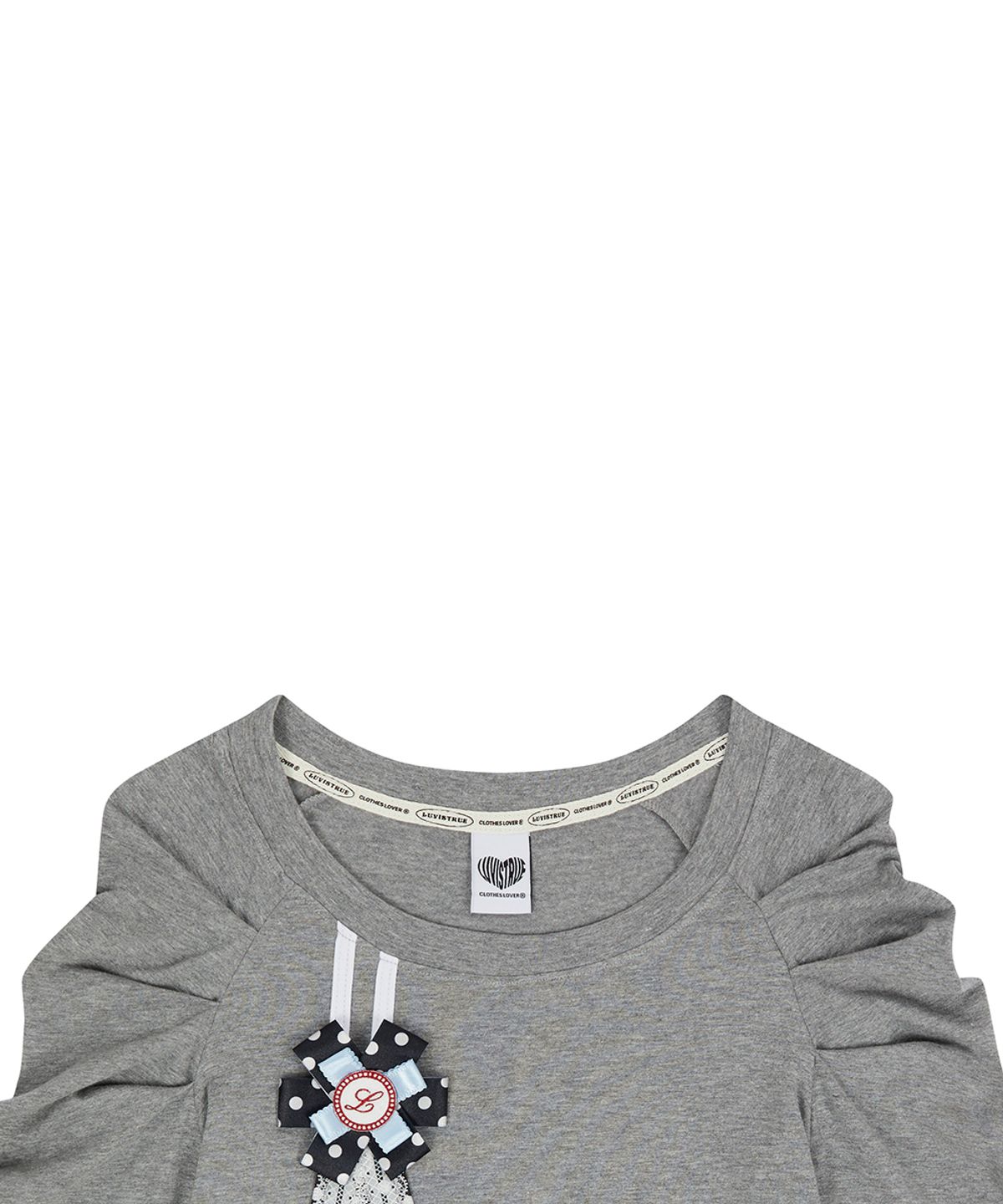 러브이즈트루(LUVISTRUE) EL ROSETTE SHIRRING TEE(GRAY)