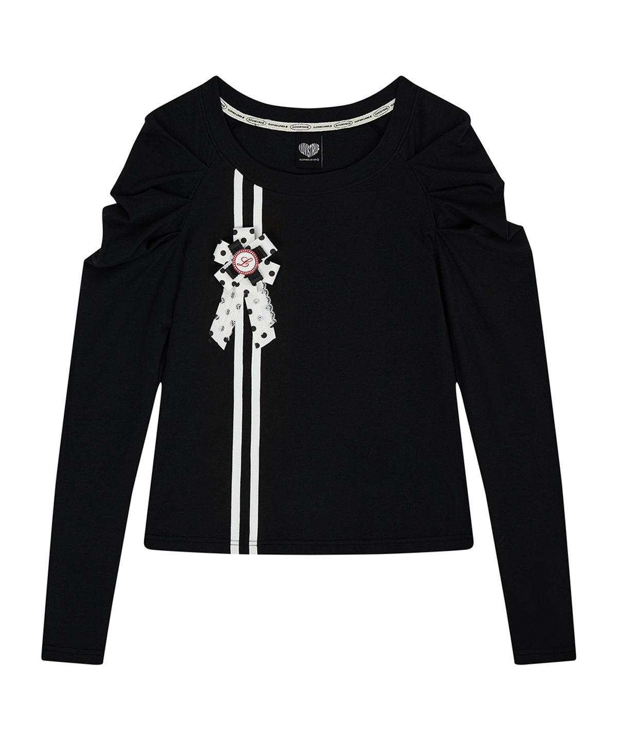 러브이즈트루(LUVISTRUE) EL ROSETTE SHIRRING TEE(BLACK)