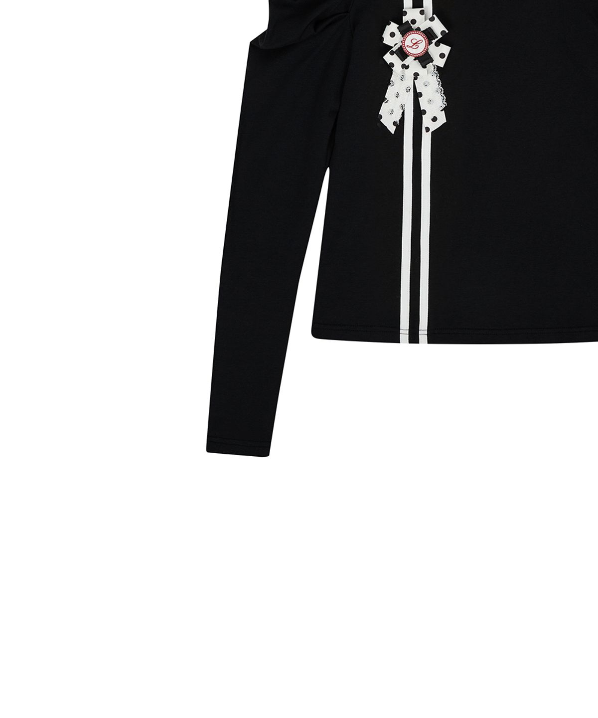 러브이즈트루(LUVISTRUE) EL ROSETTE SHIRRING TEE(BLACK)