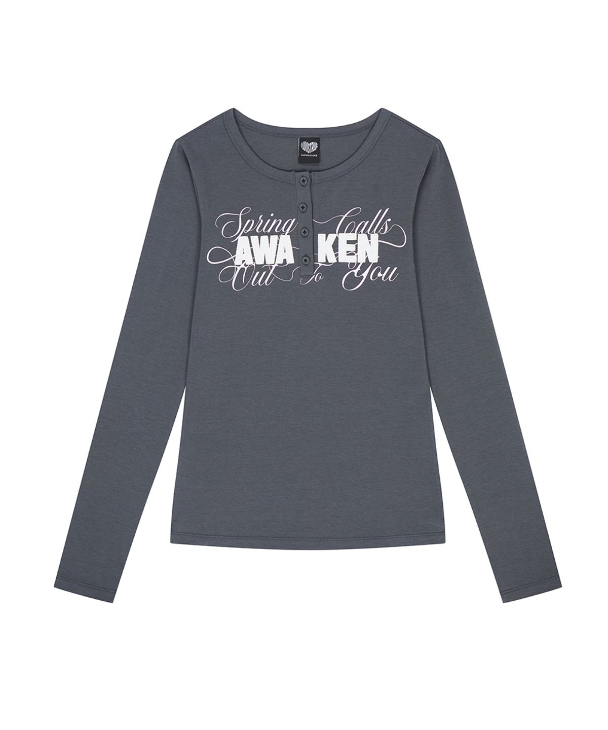 러브이즈트루(LUVISTRUE) EL HENLEY NECK SLEEVE TEE(CHARCOAL)