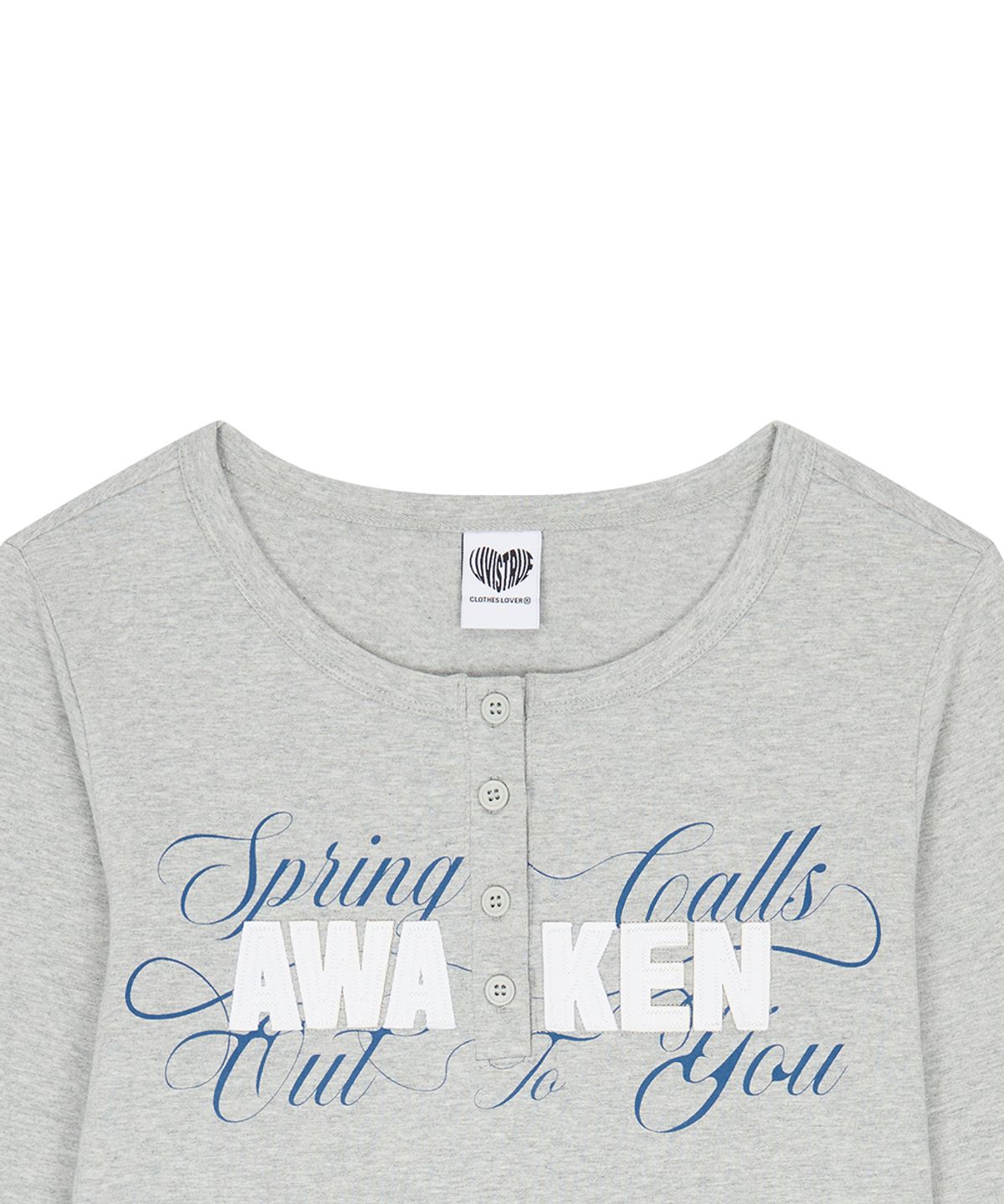 러브이즈트루(LUVISTRUE) EL HENLEY NECK SLEEVE TEE(GRAY)