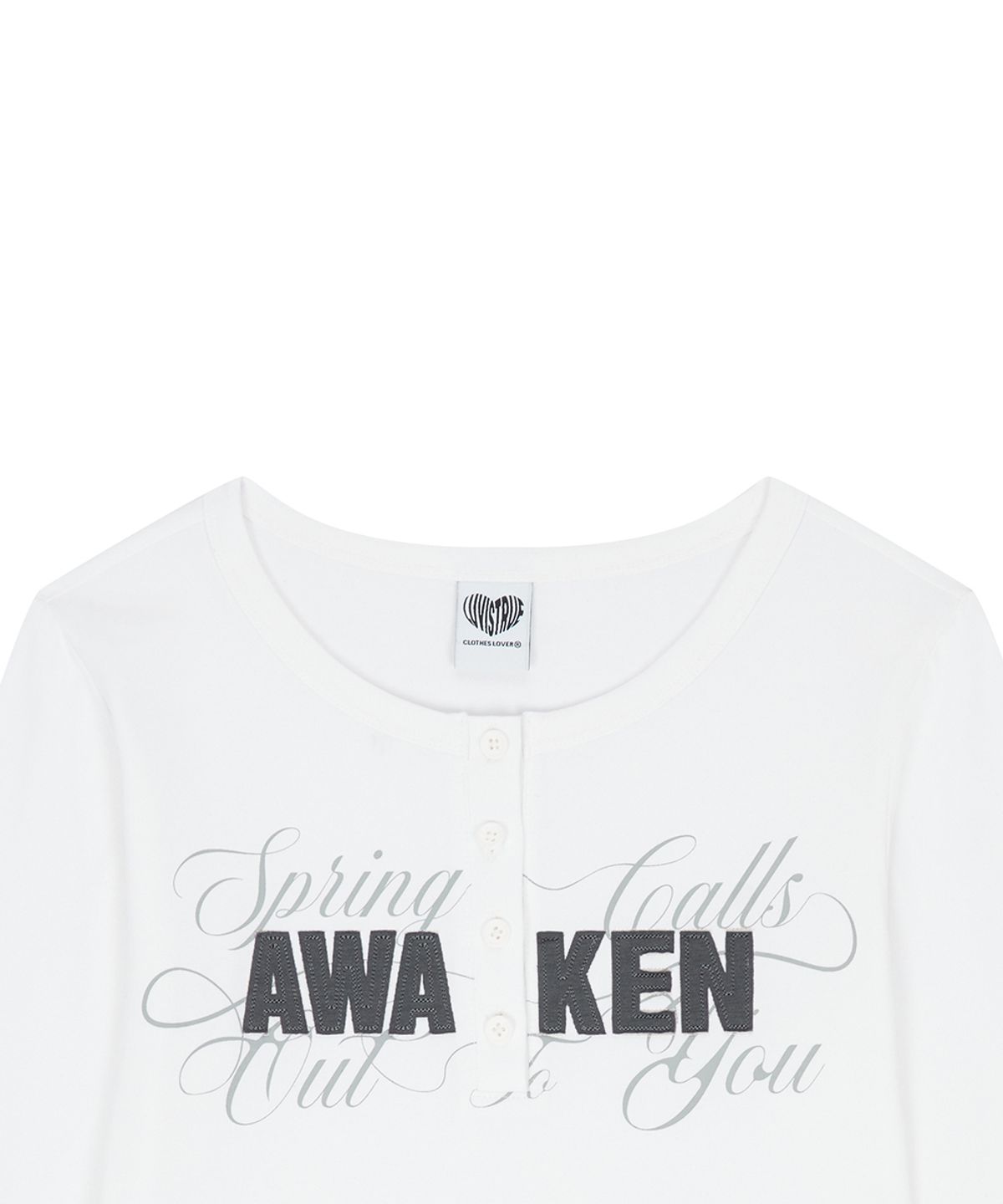 러브이즈트루(LUVISTRUE) EL HENLEY NECK SLEEVE TEE(WHITE)