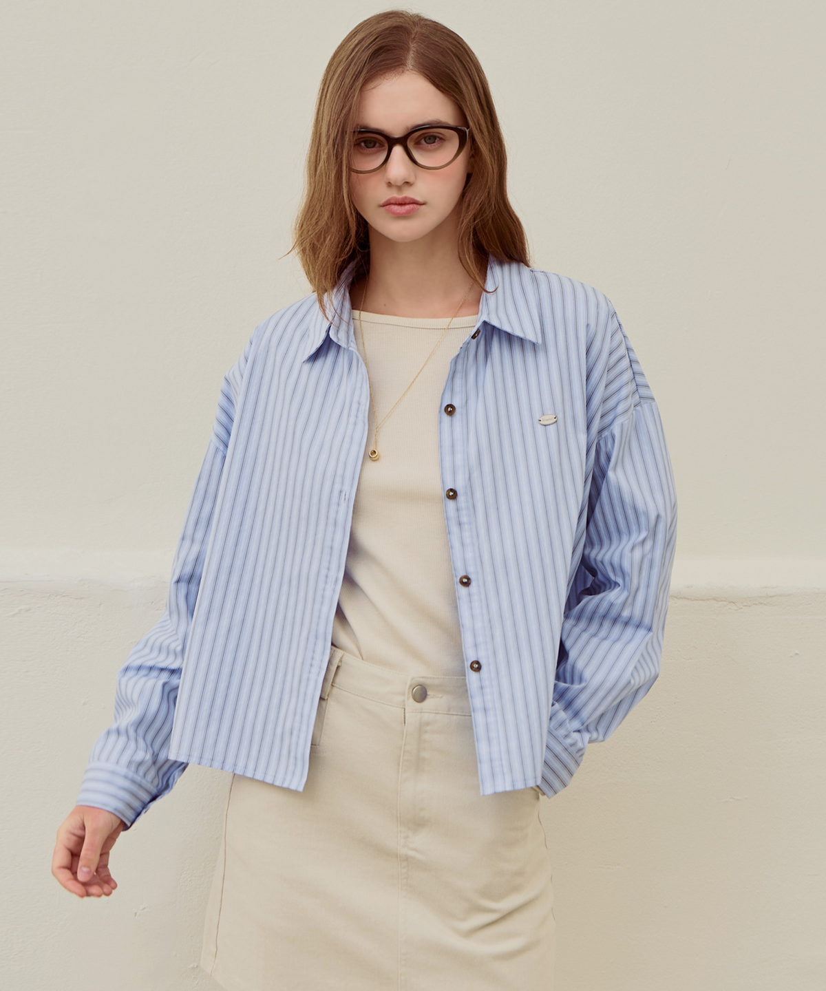 슬로우롤리(SLOWLOLLI) Stripe crop basic shirt_6 Colors