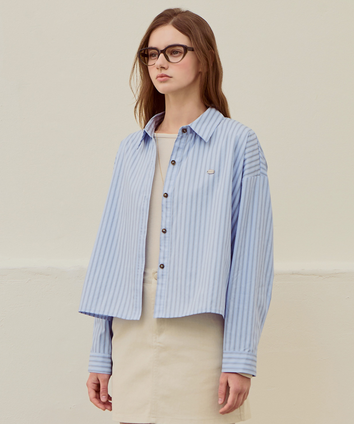 슬로우롤리(SLOWLOLLI) Stripe crop basic shirt_6 Colors