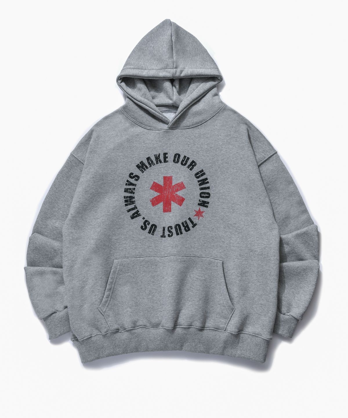아모우(AMOU) Lettering Circle HOODIE GRAY