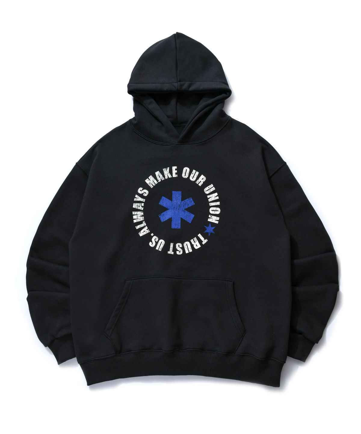 아모우(AMOU) Lettering Circle HOODIE BALCK