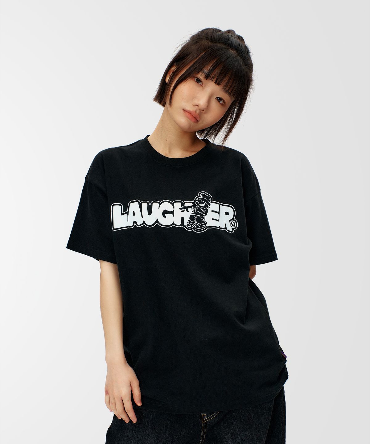 라퍼(LAUGHER) 라퍼 시그니처 로고 티셔츠 - 블랙