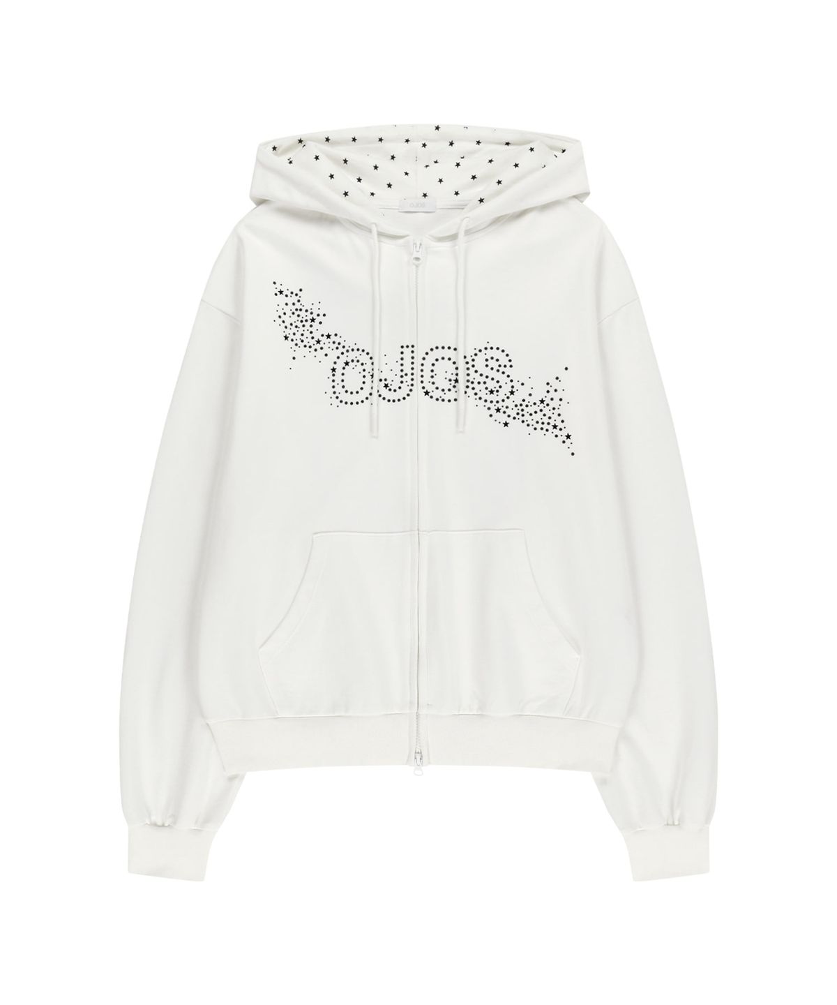 오호스(OJOS) Hotfix Logo Hoodie Zip-up / Off White