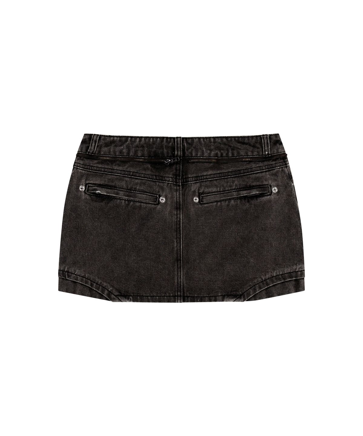 오호스(OJOS) Button Denim Mini Skirt / Charcoal