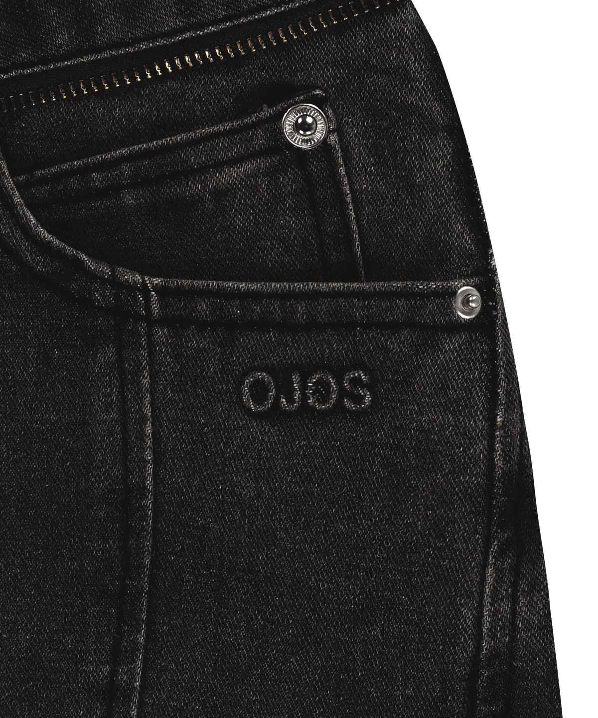 오호스(OJOS) Button Denim Mini Skirt / Charcoal