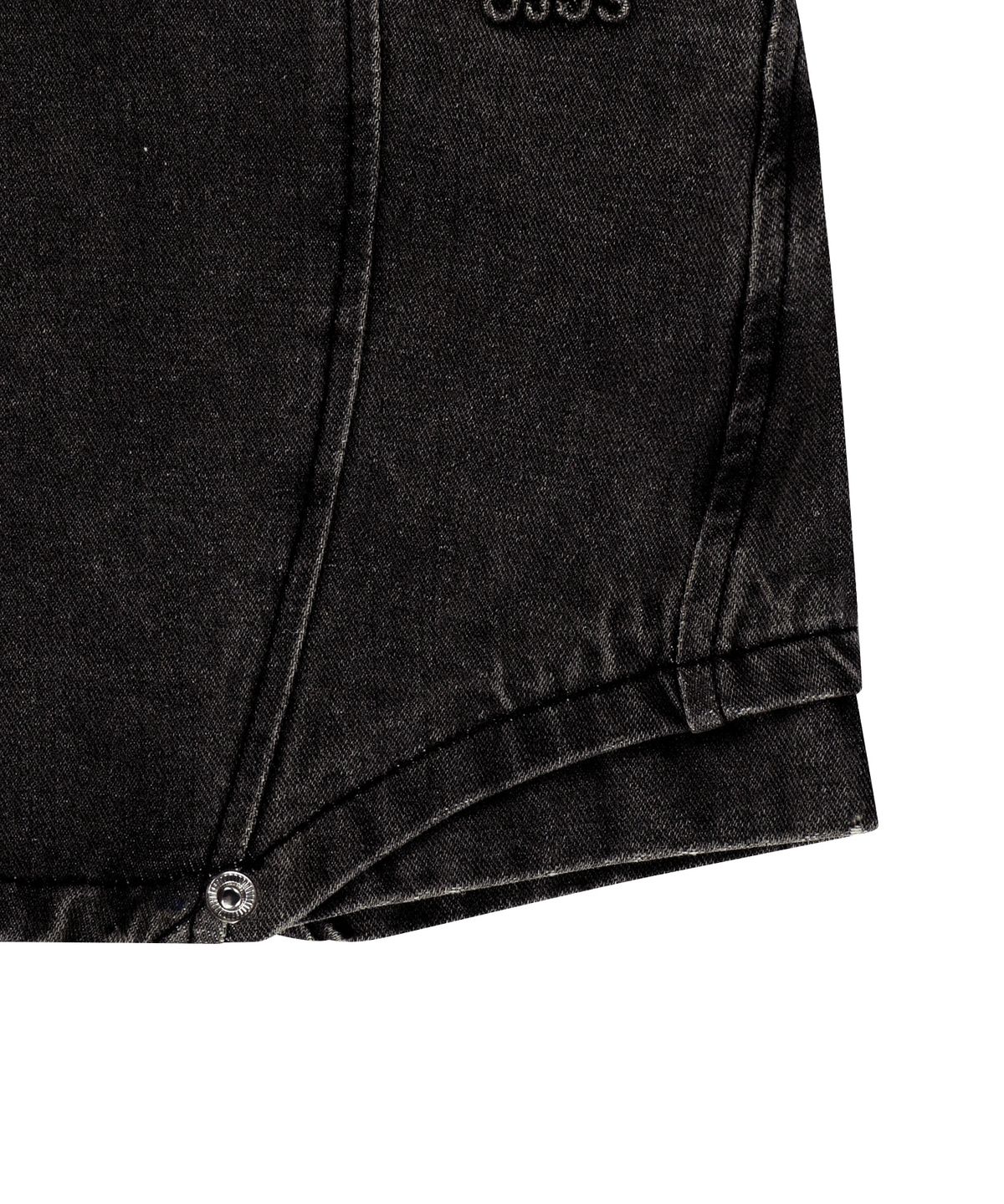 오호스(OJOS) Button Denim Mini Skirt / Charcoal