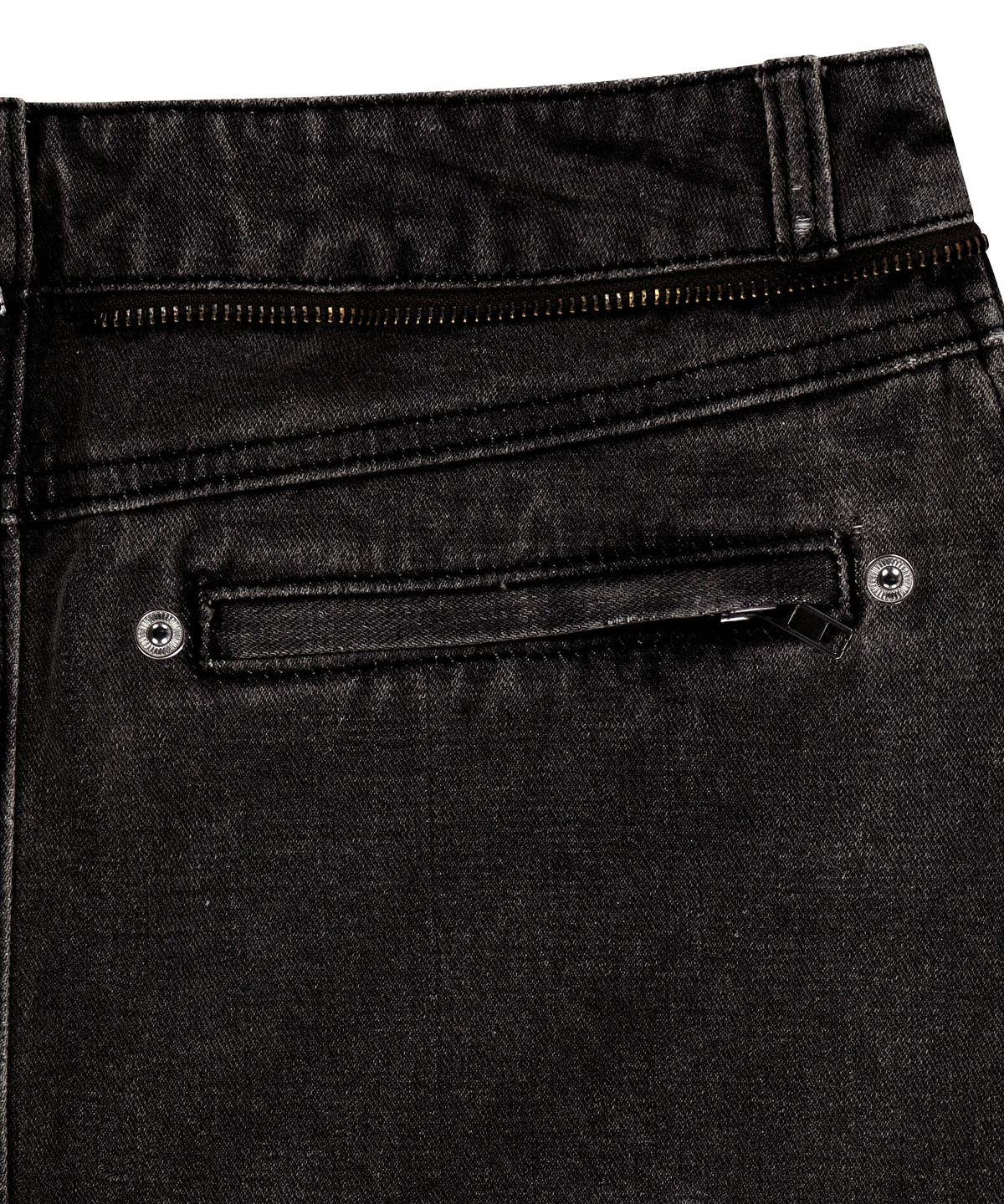 오호스(OJOS) Button Denim Mini Skirt / Charcoal