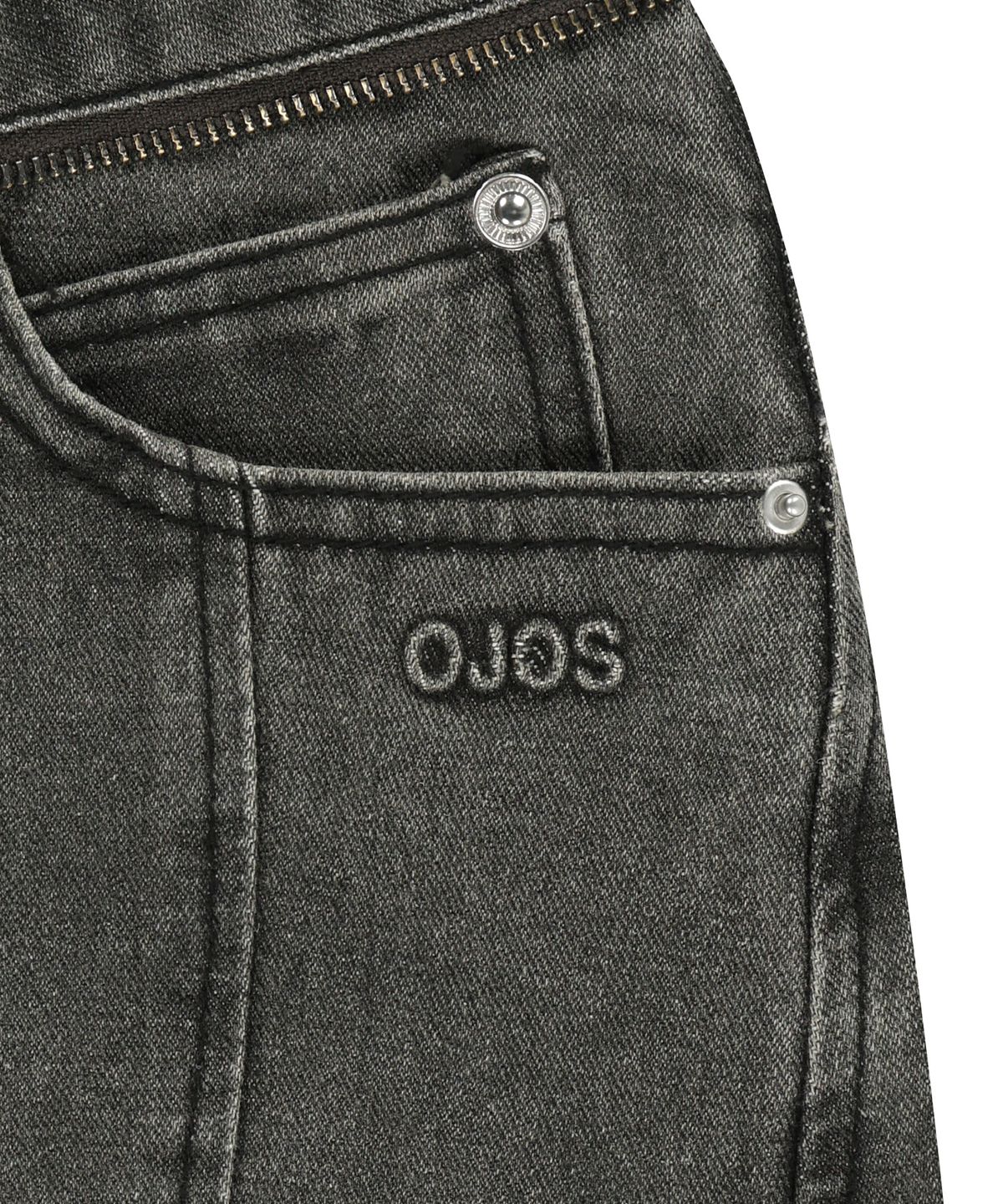 오호스(OJOS) Button Denim Mini Skirt / Khaki