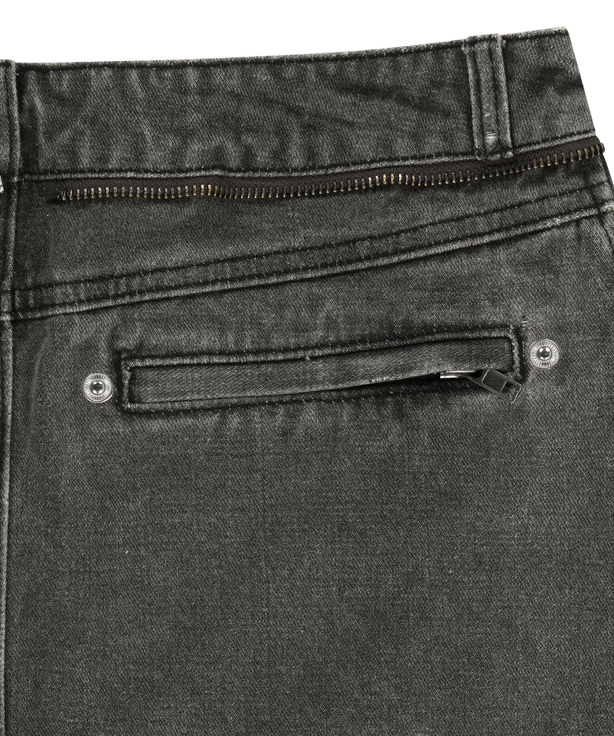 오호스(OJOS) Button Denim Mini Skirt / Khaki