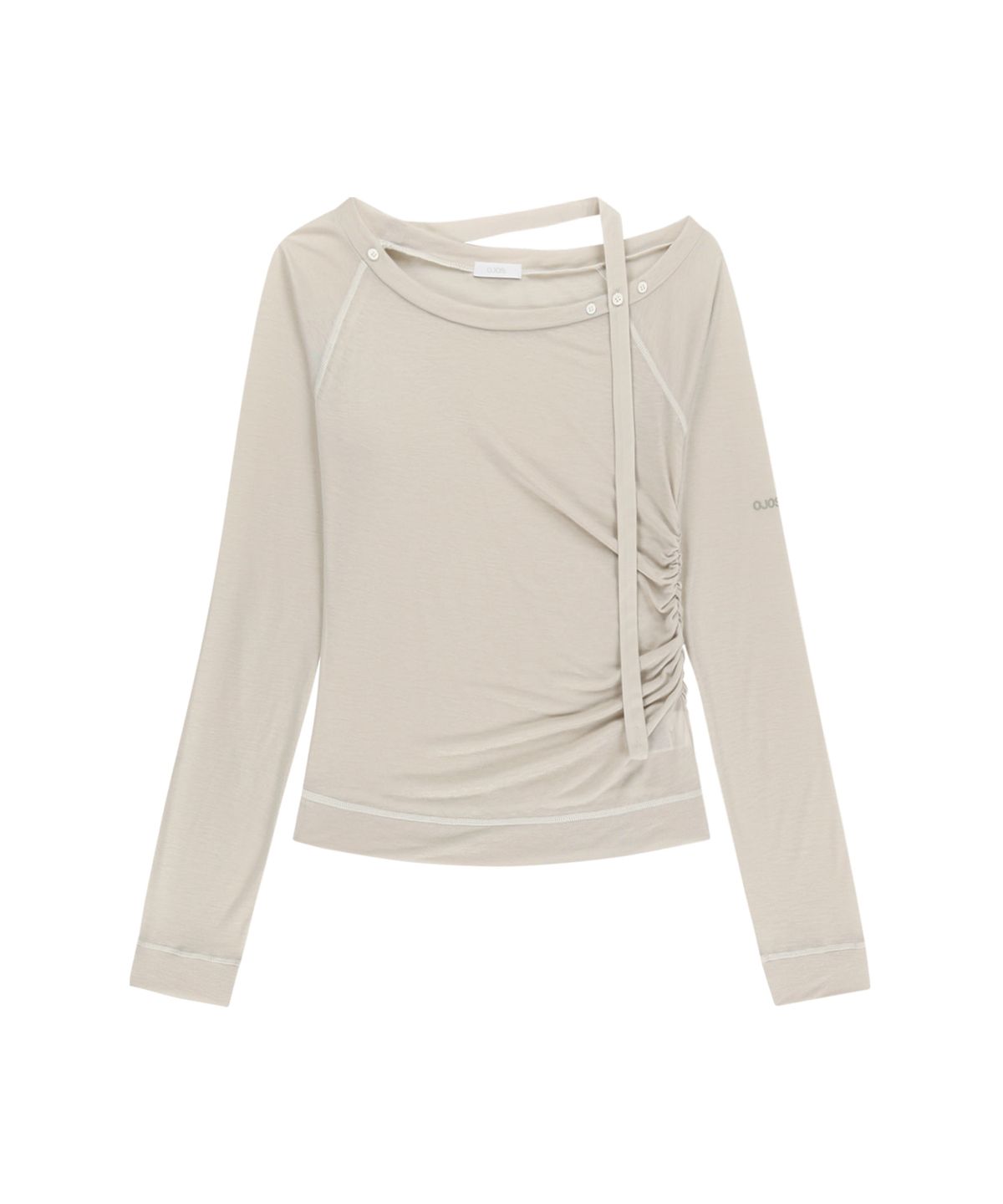 오호스(OJOS) Asym Shoulder Scarf Long Sleeve / Oatmeal