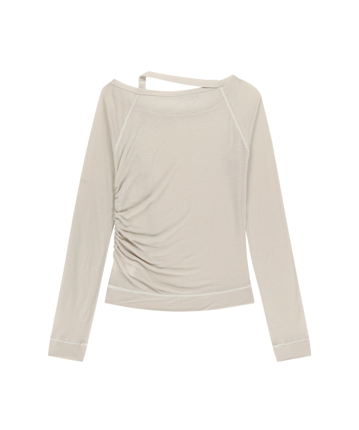오호스(OJOS) Asym Shoulder Scarf Long Sleeve / Oatmeal