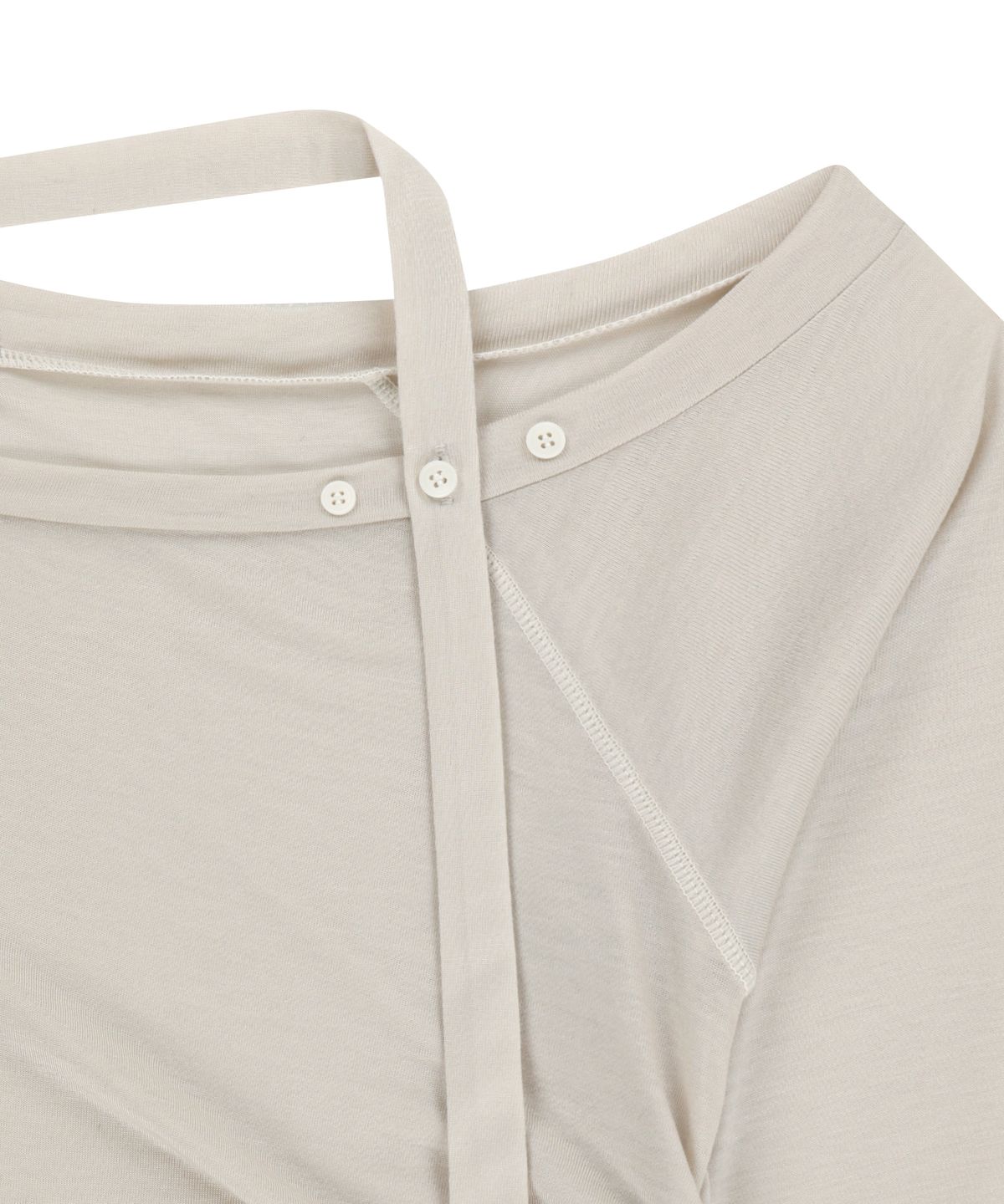 오호스(OJOS) Asym Shoulder Scarf Long Sleeve / Oatmeal