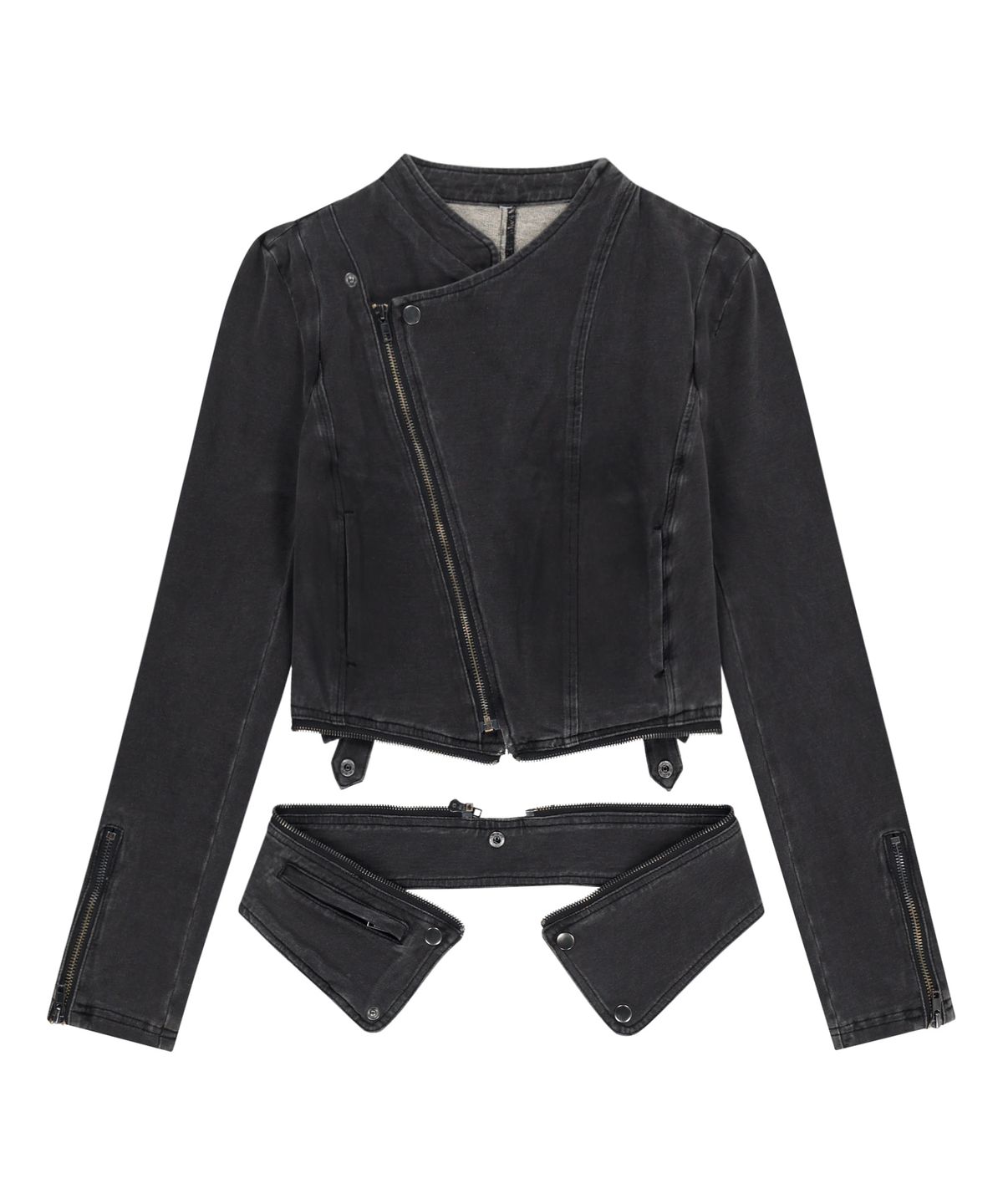 오호스(OJOS) Detachable Span Denim Jacket / Charcoal