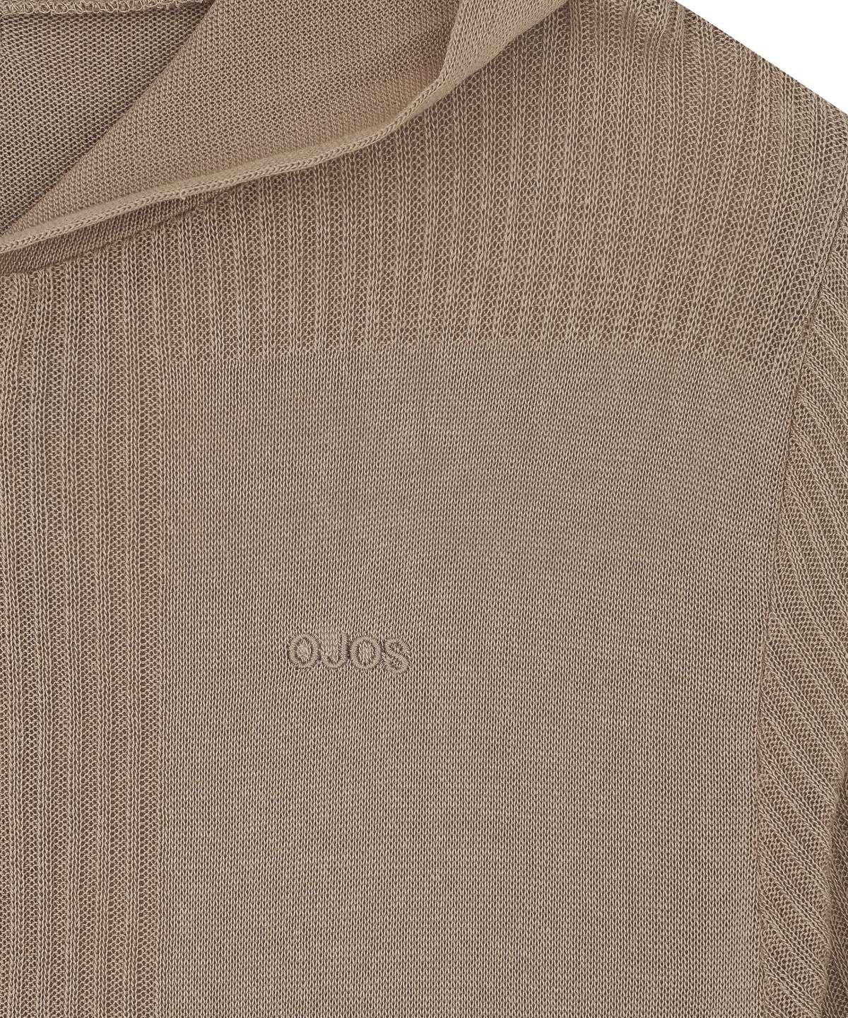 오호스(OJOS) Detach Panel Knit Hoodie / Tan