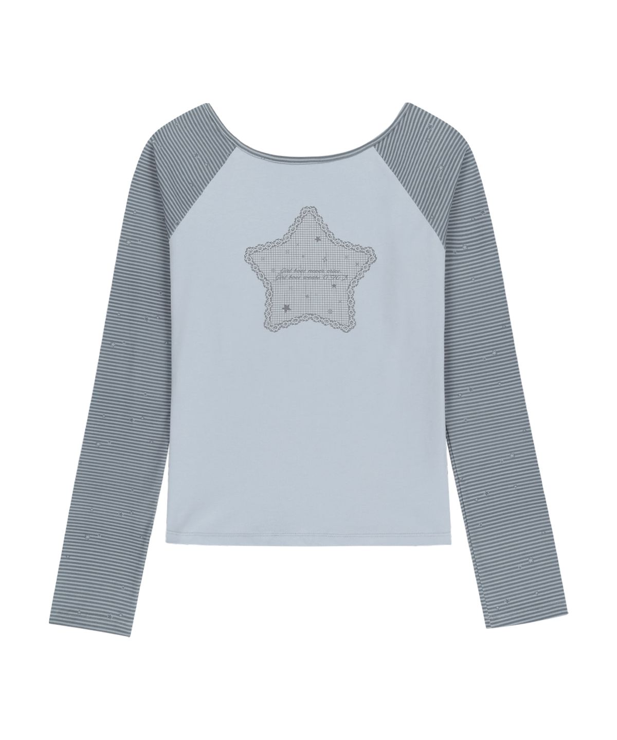 오호스(OJOS) Stripe Raglan Long Sleeve / Blue Grey