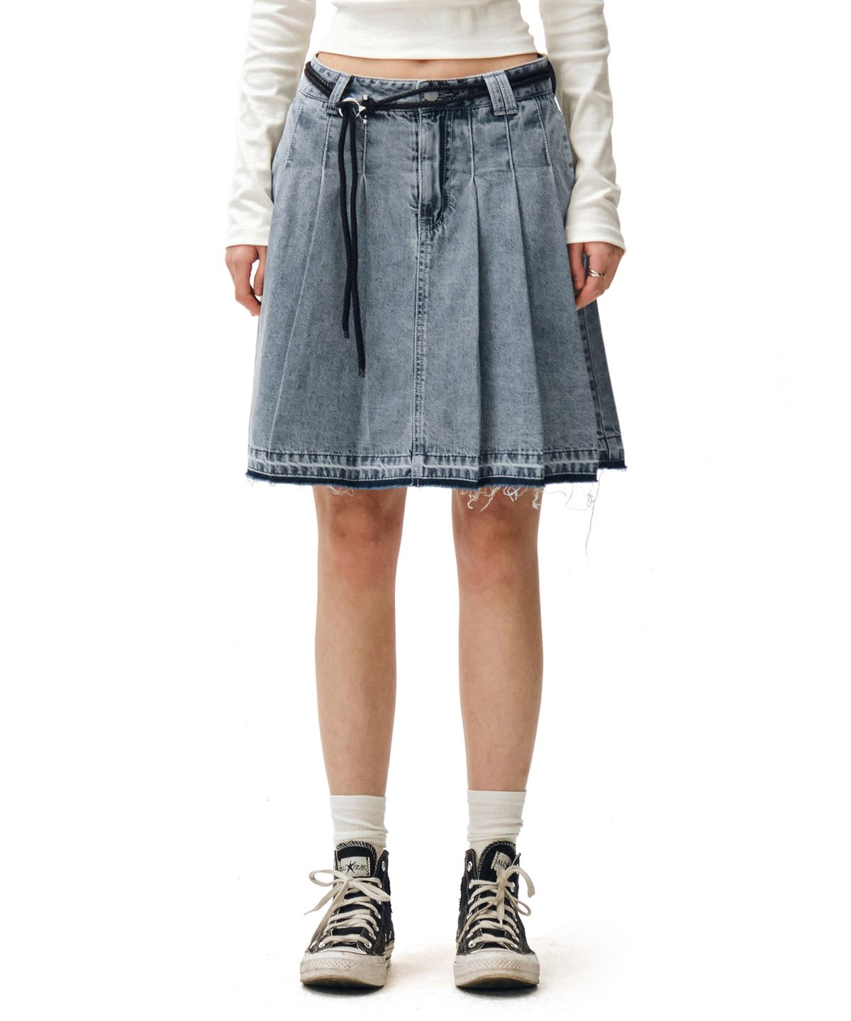 데케트 우먼(DECET WOMEN) Front Pleats Midi Skirt DCSK008BLUE