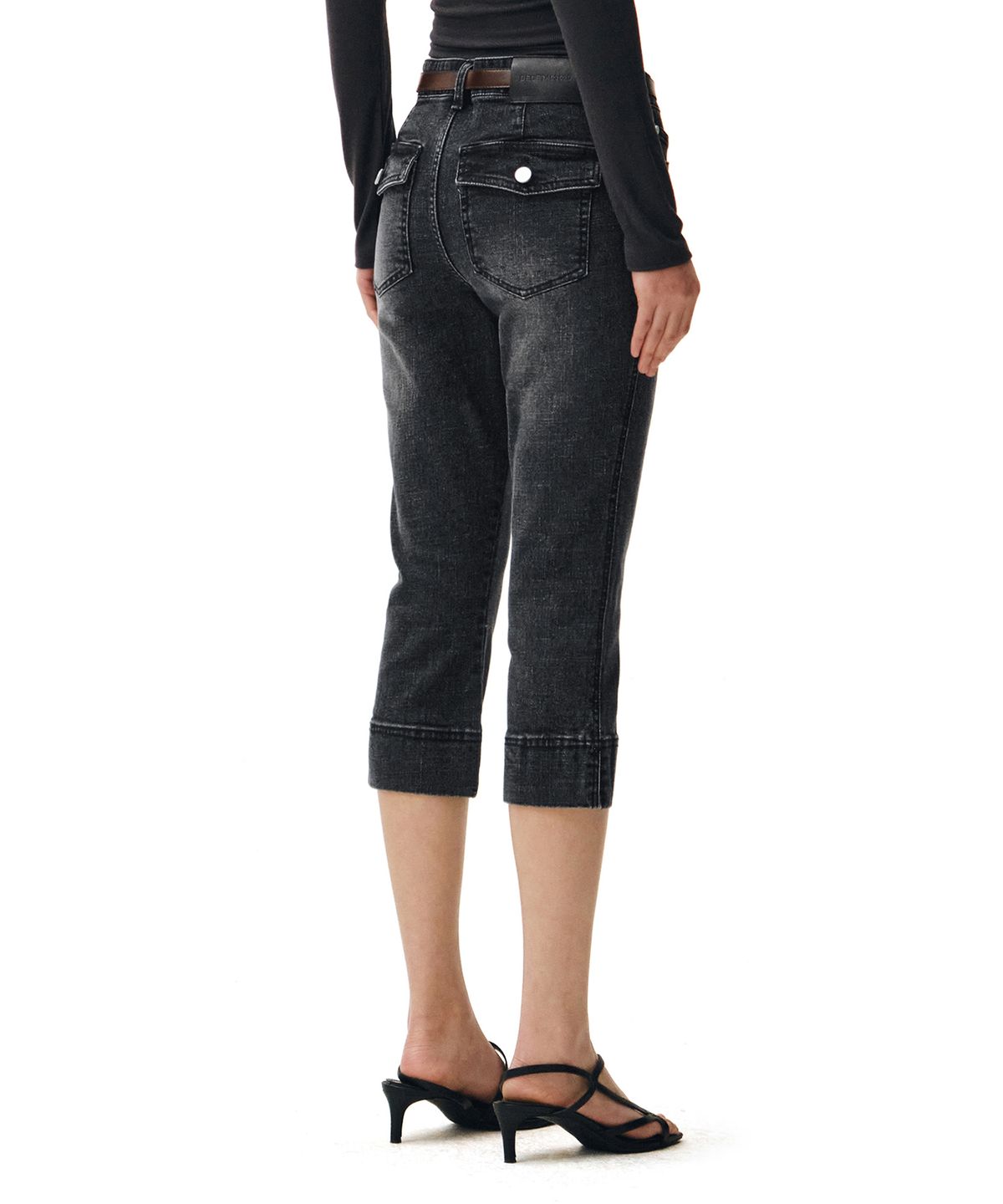 데케트 우먼(DECET WOMEN) Seamed Low Rise Capri Jeans DCWPT024BLACK