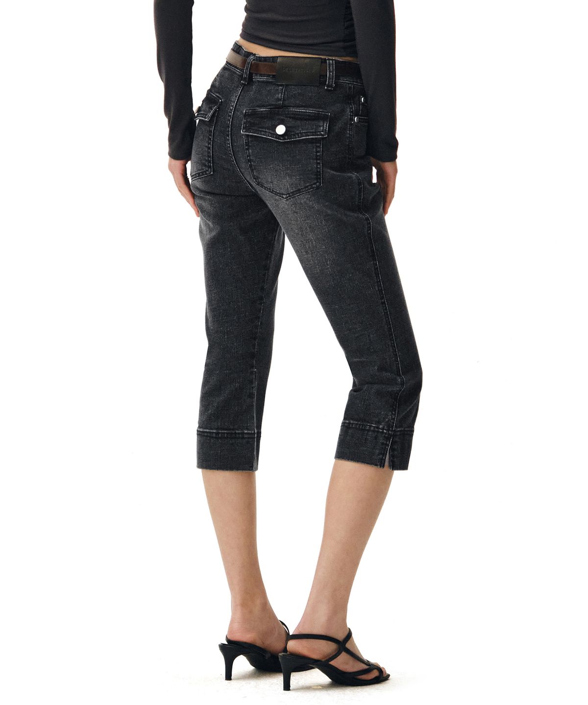 데케트 우먼(DECET WOMEN) Seamed Low Rise Capri Jeans DCWPT024BLACK