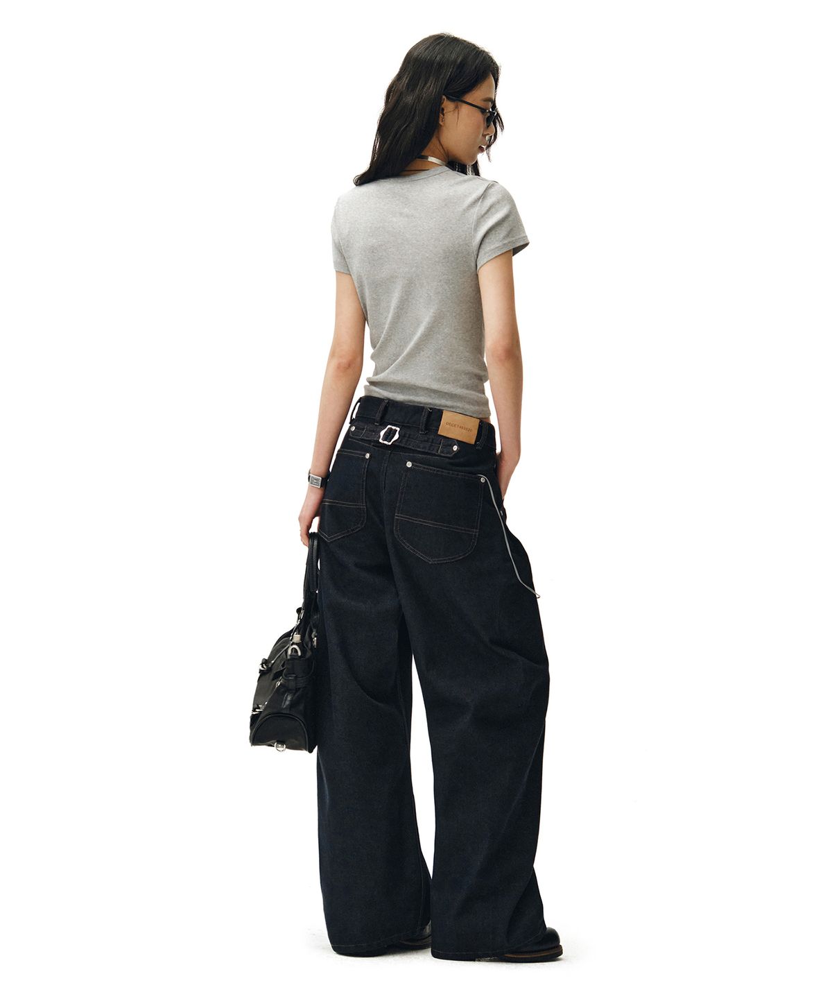 데케트 우먼(DECET WOMEN) Cinchback Barrel Wide Leg Jeans DCWPT022CPINDIGO