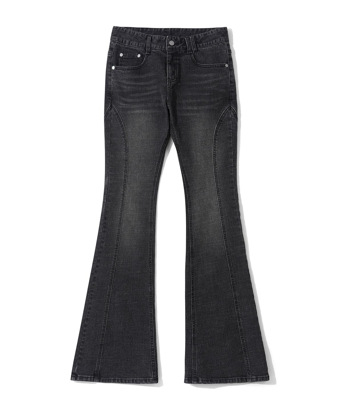 데케트 우먼(DECET WOMEN) Zip Pocket Slim Low Rise Flared Jeans DCWPT021BLACK