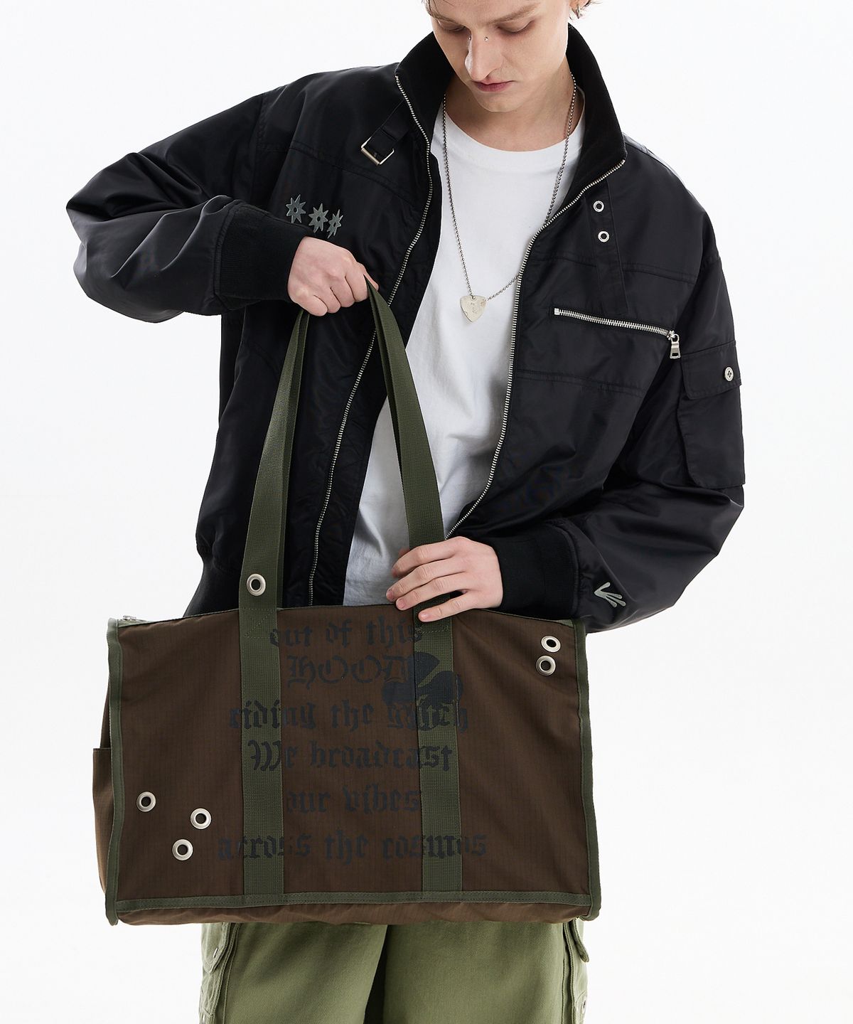 후드후드(HOODHOOD) out of this HOOD 아일렛 숄더백 카키