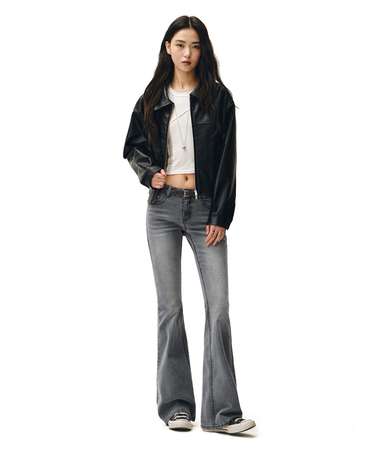 데케트 우먼(DECET WOMEN) Signature Slim Low Rise Flared Jeans DCWPT006GRAY