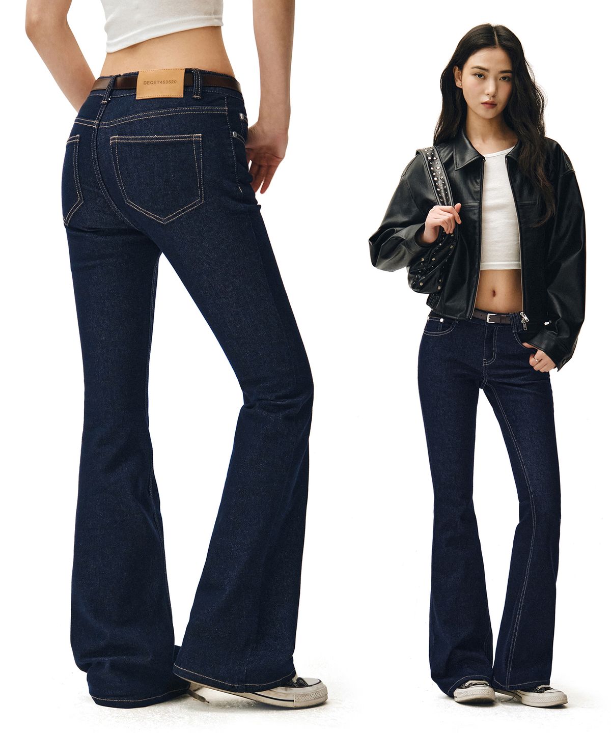 데케트 우먼(DECET WOMEN) Signature Slim Low Rise Flared Jeans DCWPT006CPINDIGO
