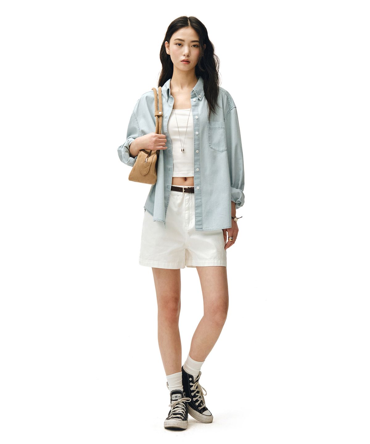 데케트 우먼(DECET WOMEN) Denim Pocket Over Shirts DCWSH005LIGHTBLUE