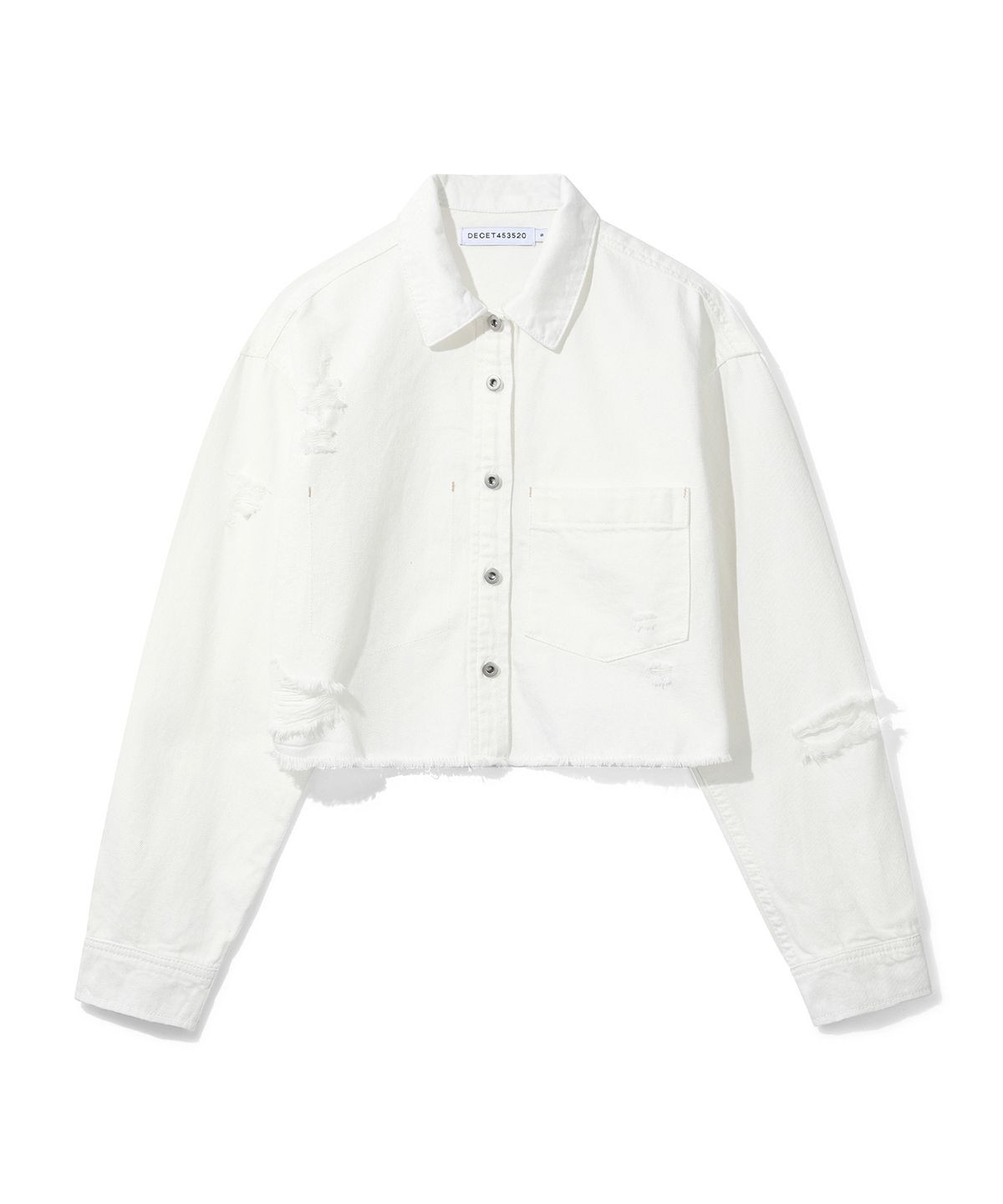 데케트 우먼(DECET WOMEN) Cropped Damage Denim Shirts DCWSH004WHITE