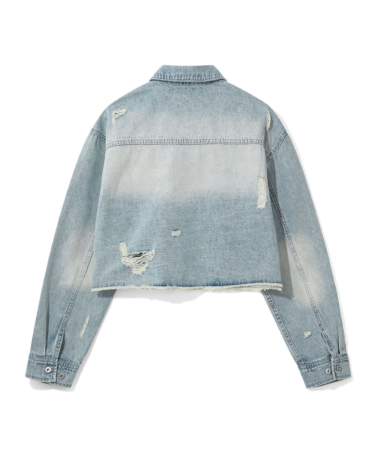 데케트 우먼(DECET WOMEN) Cropped Damage Denim Shirts DCWSH004LIGHTBLUE