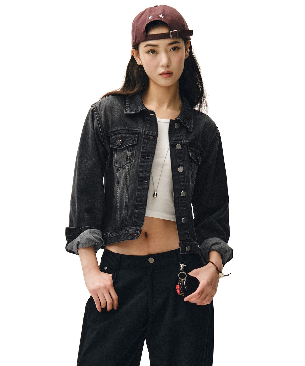 데케트 우먼(DECET WOMEN) Cropped Denim Jacket DCWJK002BLACK