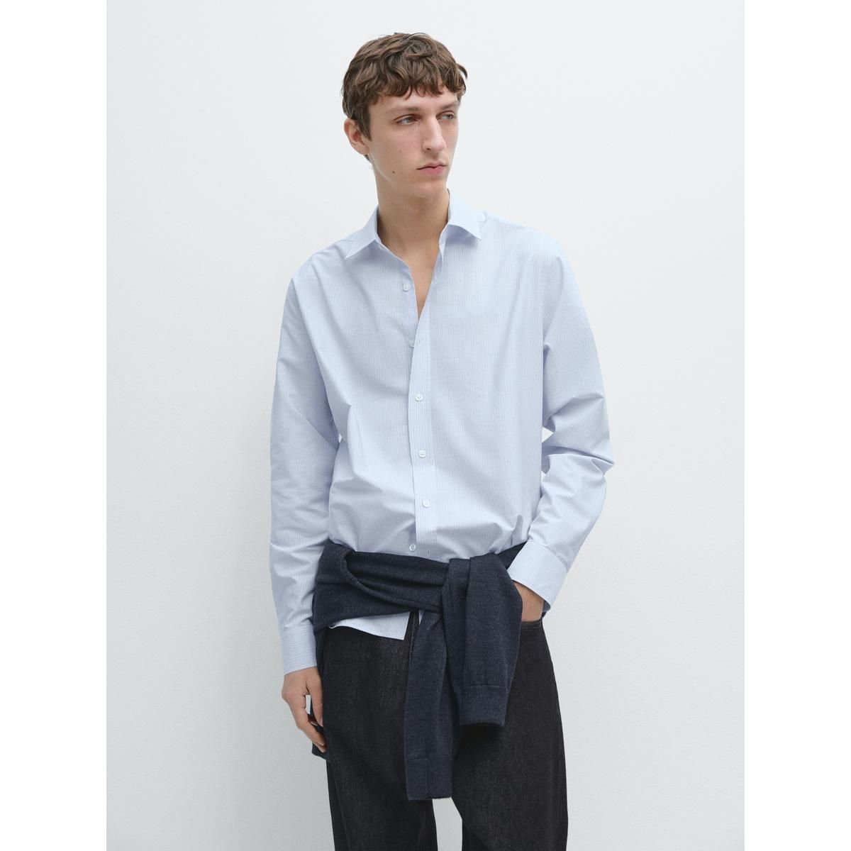 마시모두띠(MASSIMO DUTTI) 100% 코튼 스트라이프 셔츠