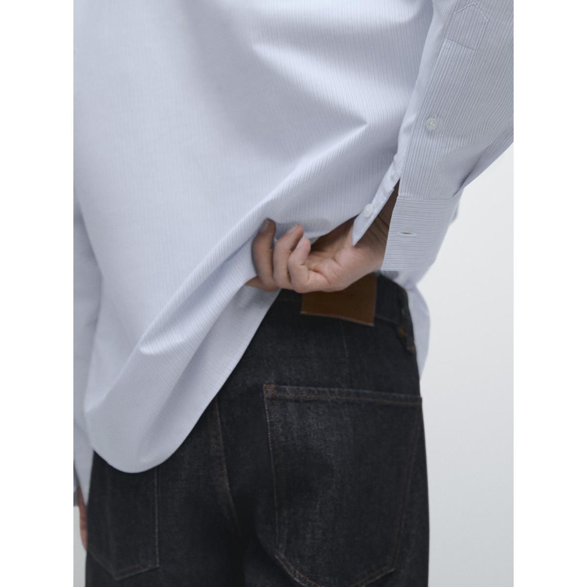 마시모두띠(MASSIMO DUTTI) 100% 코튼 스트라이프 셔츠
