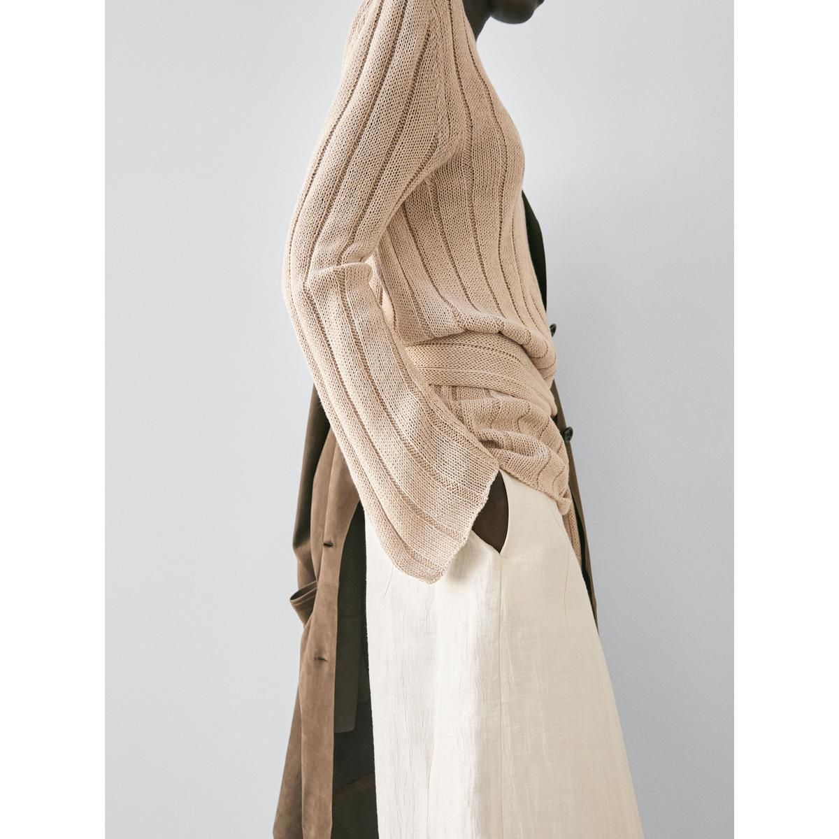 마시모두띠(MASSIMO DUTTI) 린넨 블렌드 사루엘 팬츠