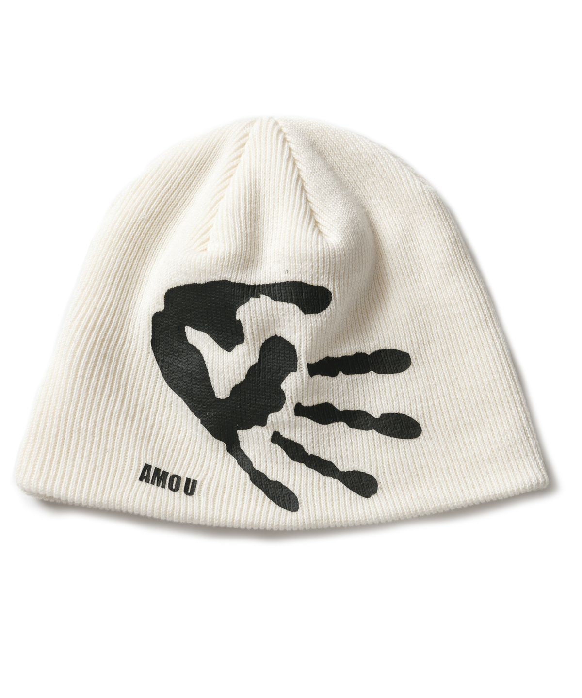 아모우(AMOU) PALM SIGN BEANIE WHITE