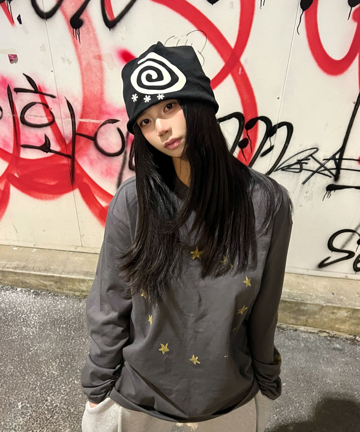 아모우(AMOU) Reversible Stripe BEANIE BLACK
