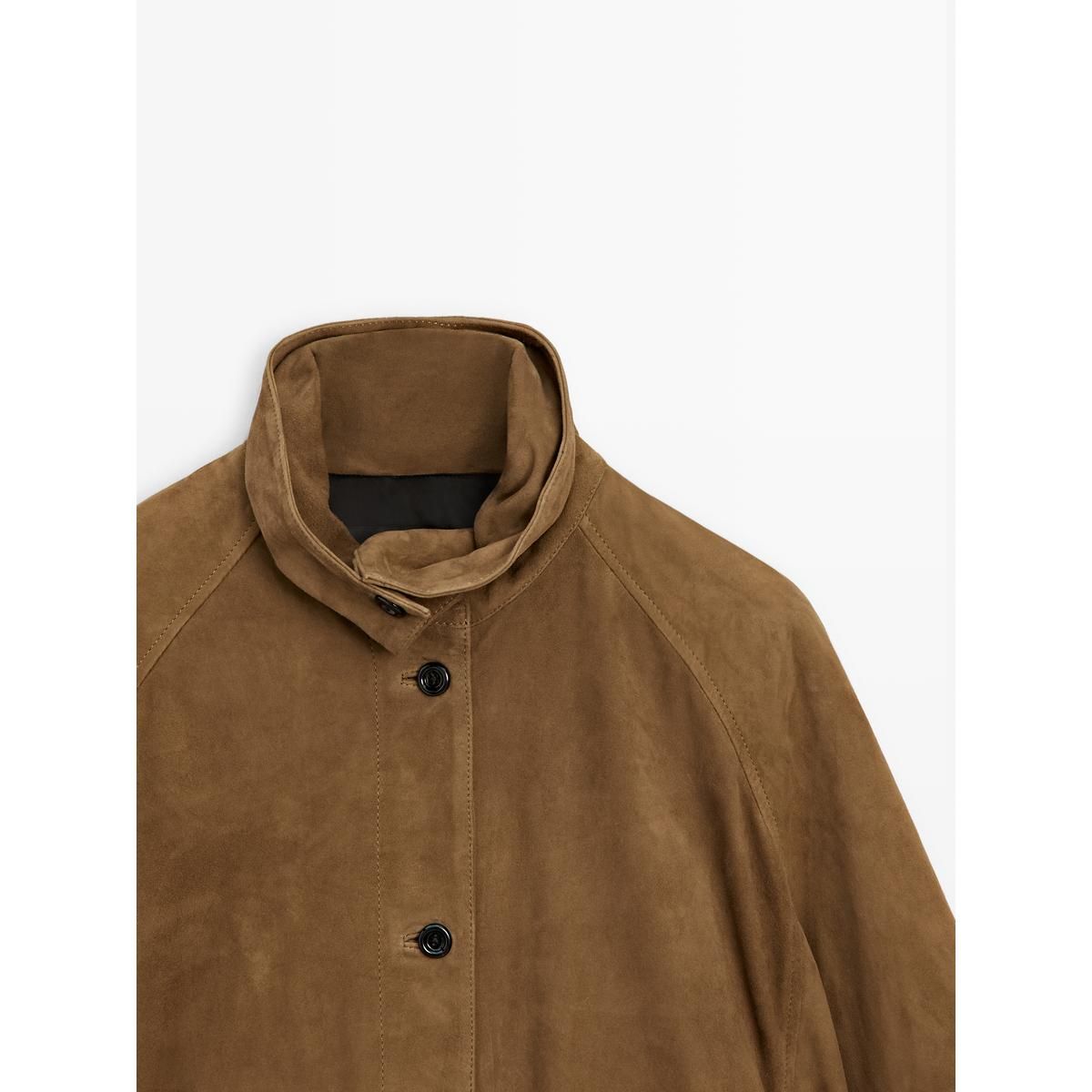 마시모두띠(MASSIMO DUTTI) 스웨이드 레더 크롭 봄버 재킷
