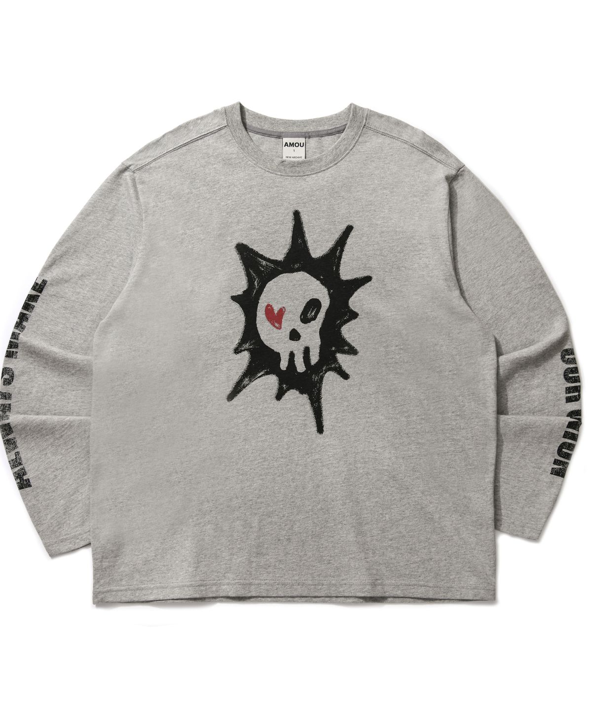 아모우(AMOU) Heart skull long sleeve Gray