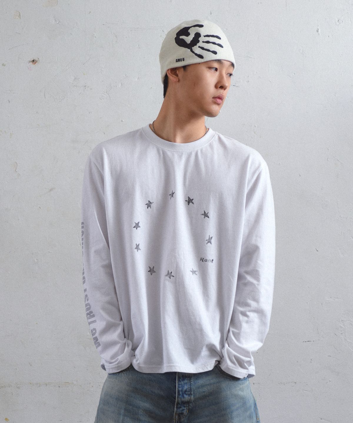 아모우(AMOU) Star Circle long sleeve White