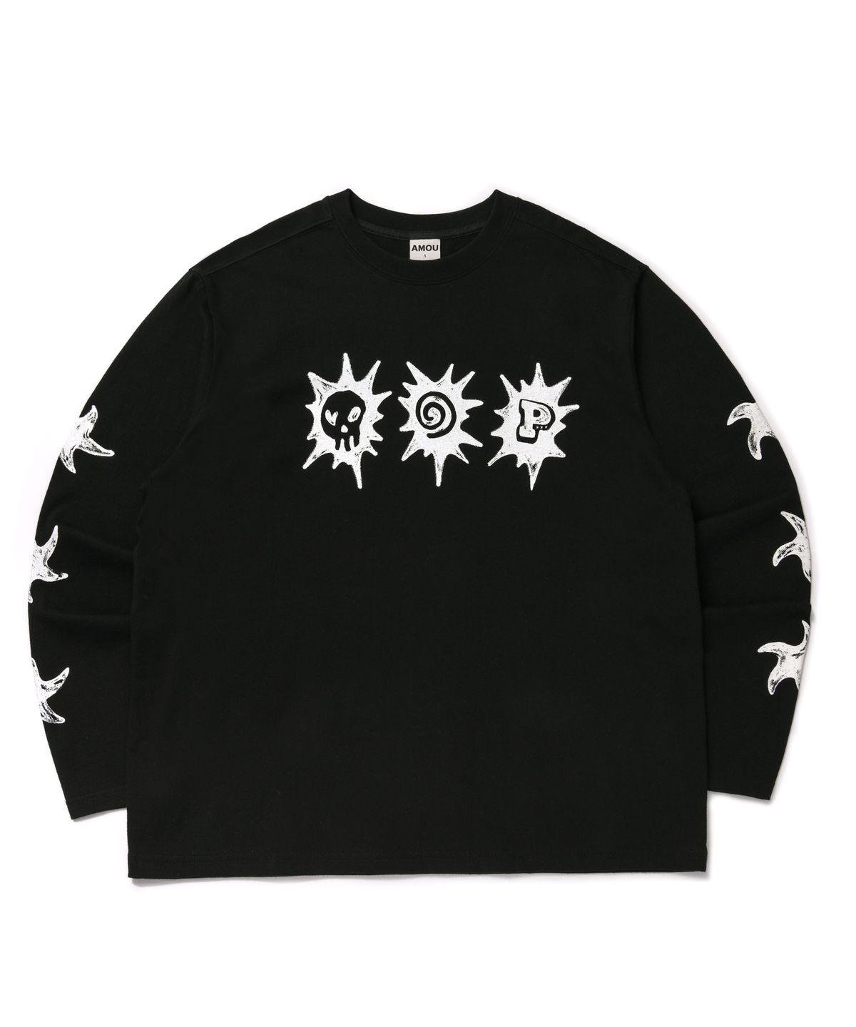 아모우(AMOU) 3spot long sleeve Black