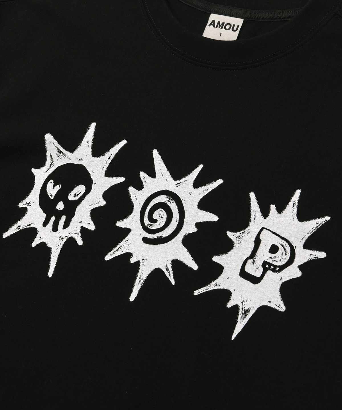 아모우(AMOU) 3spot long sleeve Black
