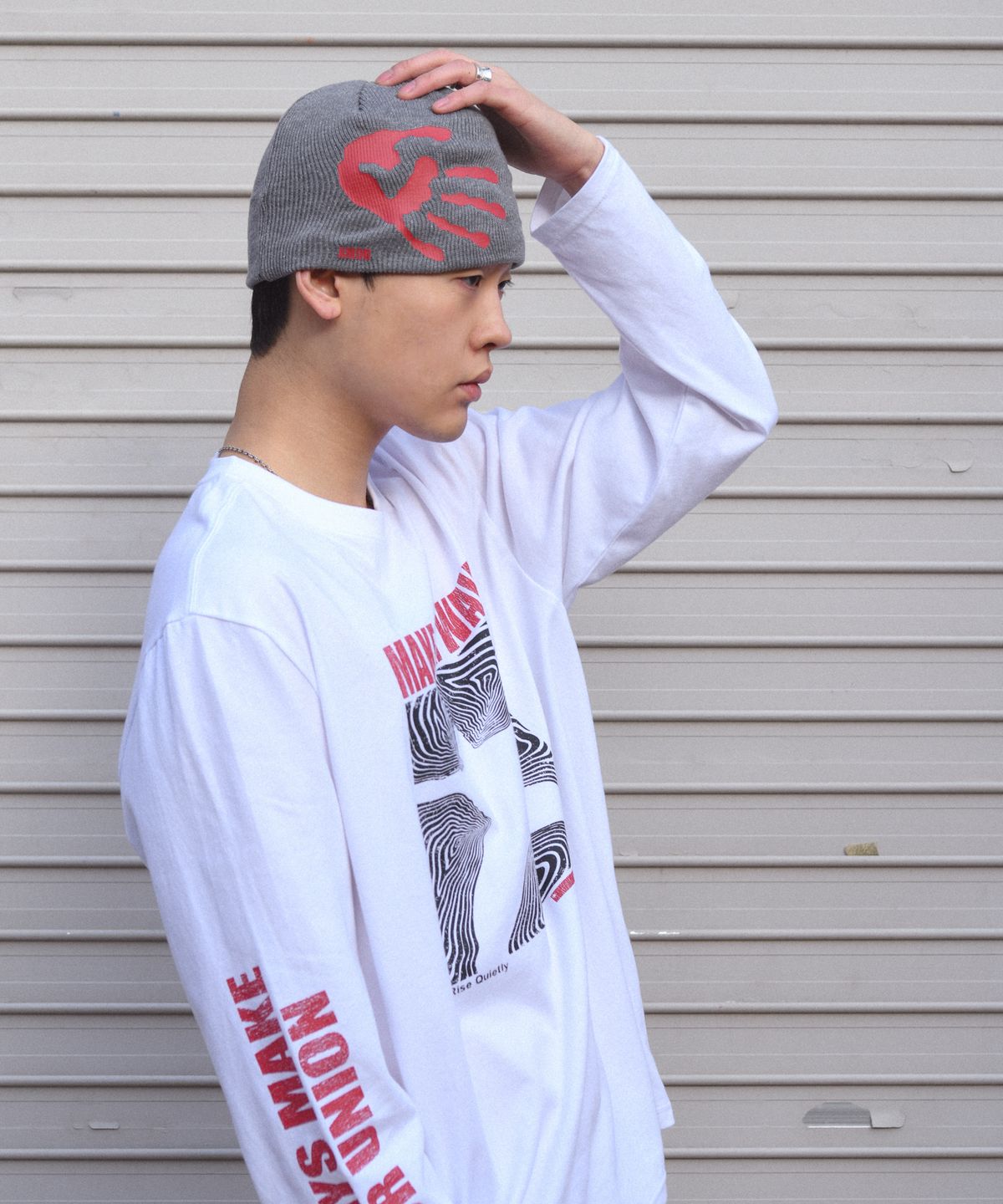 아모우(AMOU) Wave man long sleeve White