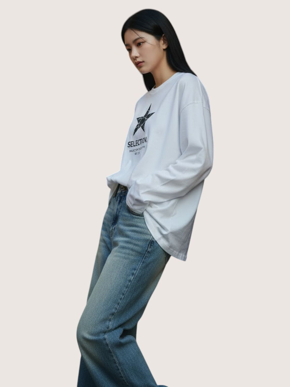 지블랙(ZBLACK) 셀렉션 스타   롱슬리브(WHITE)